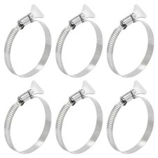 Abrazadera de manguera de engranaje helicoidal 6 piezas, abrazadera de acero inoxidable ajustable tipo llave 59-82 mm