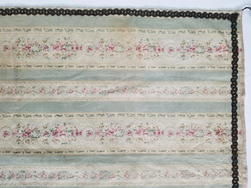 Vintage French Silk Brocade Striped Floral Table Runner 143x74cm - Image 4 of 4