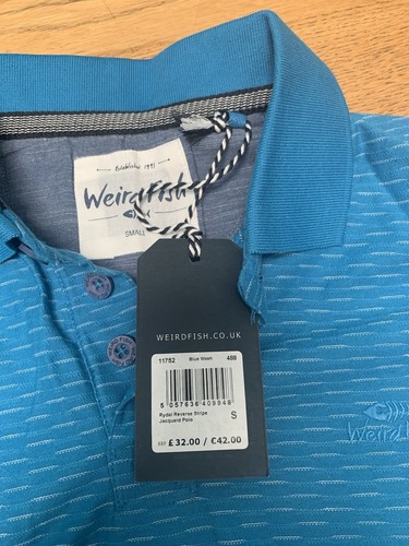 Weird Fish Blue Polo Shirt Size Small New - Picture 2 of 5