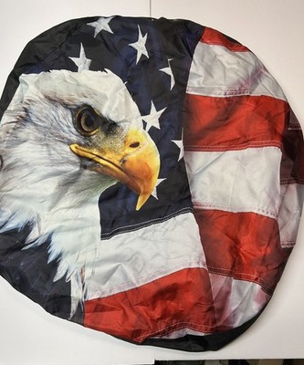 Camping American Eagle USA Flag Spare  Tire Wheel Cover Camper travel trailer
