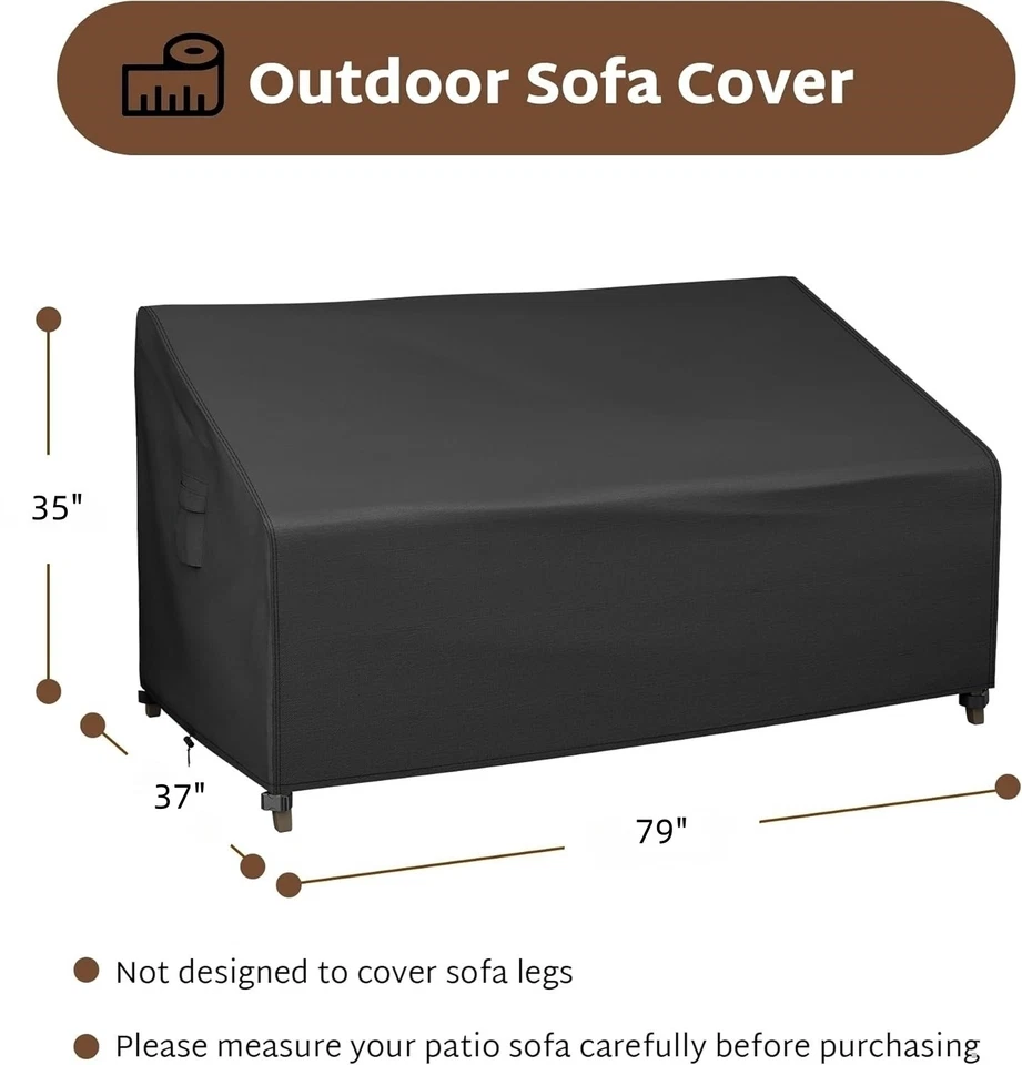 HBN 户外沙发套,420D 防水露台家具套 79 英寸宽 37 英寸深 x 35 英寸高 — 第 4/4 张图片