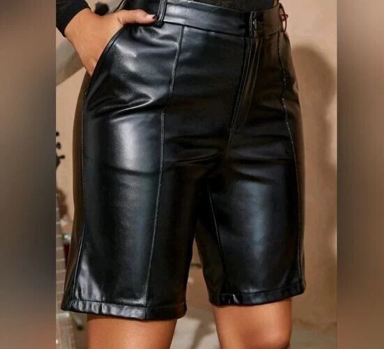 Original Comfy Handmade Black Shorts Stylish Lambskin Leather Pockets Casual Fit