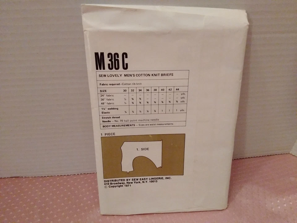 Vintage 1971 NEW Sew Lovely Men's Cotton Knit Briefs Sewing Pattern M 36 C - Image 4 of 4