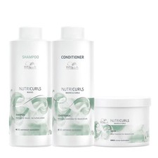 Image of Wella Nutricurls Waves Shampoo 1000ml Conditioner 1000ml Mask 500ml