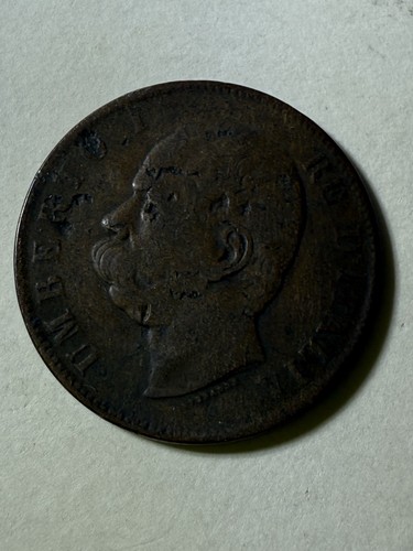 1893 R Italy 10 Centesimi Coin - Picture 2 of 2