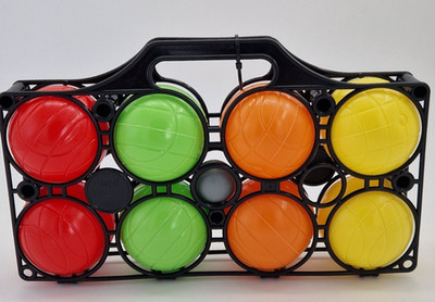 Idena Boccia-Spiel mit 8 farbigen Bällen, Torball und Tragekorb,Geschicklichkeit