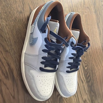 Size 12.5 - Air Jordan 1 SE Low Repaired Denim Swoosh - Clean | eBay