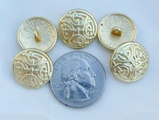 10pc Antiqued Gold Round Sewing Celtic Shank Metal Buttons 17mm (5/8")