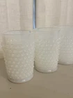 Vintage Westmoreland White Milk Glass Hobnail Tumblers 4.5" Water Glasses Set 3