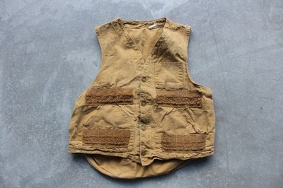 Vintage 50s Blue Bill By Red Head Canvas Button Closure Hunting Vest Tan