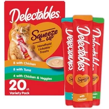 Delectables Squeeze up Variety Pack, Creamy Squeezable Puree, Lickable Wet Cat T