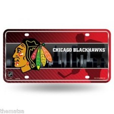 CHICAGO BLACKHAWKS TEAM LOGO NHL HOCKEY METAL LICENSE PLATE MADE IN USA