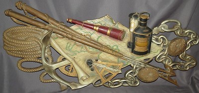 VTG Arabesque /Burwood Nautical Harpoon, Anchor, Telescope , Fishermans Decor