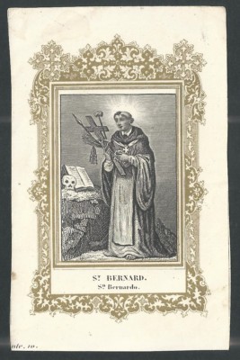 Holy card antique grabado de San Bernardo image pieuse santino estampa  