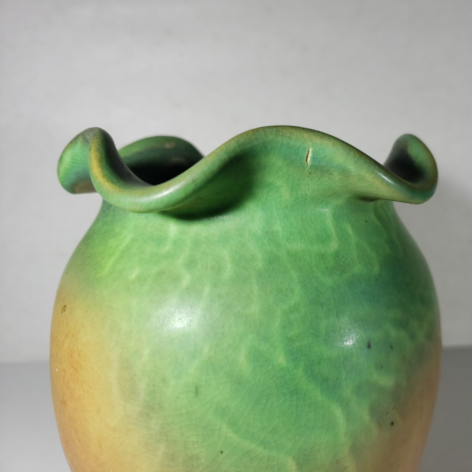 Weller Pottery Vase Matte Glazed Stoneware Green Pink Signed Vintage