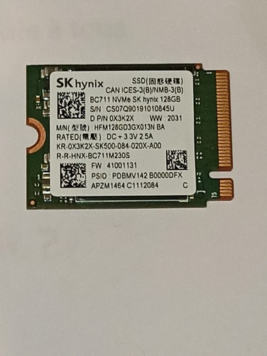 SSD SK Hynix BC711 128Go PCIe NVMe M.2 2230 - Interne Haute Vitesse