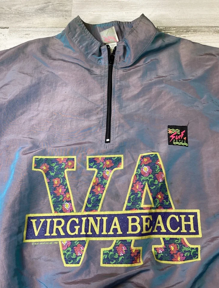 Vtg Surf Style Pull Over Iridescent Jacket One Size Fits All VA Virginia Beach - Image 2 of 4