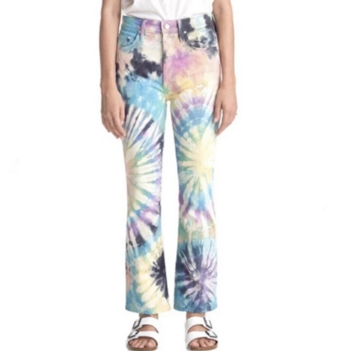 MOTHER Superior The Tripper Crop Bootcut Swirling Secrets Tie Dye Jeans Size 24