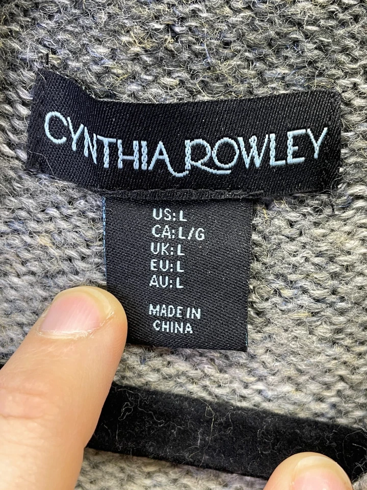 Vestido Suéter Cynthia Rowley L Mujer Gris Tostado Manga Larga Pullover Foto 4 de 4