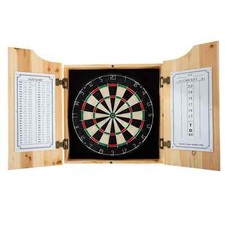 Dart Board Cabinet Set 6 Darts Scoreboard Rec Room Garage Man Cave Decor Game