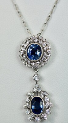Vintage Saphir Diamant 18K Tropfen Collier