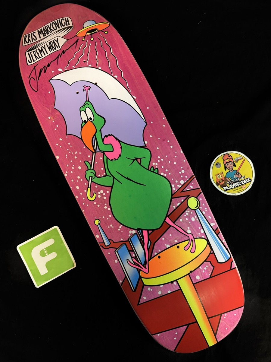 DOUBLE SIGNED Jeremy Wray Kris Markovich Pink Umbrella Skateboard