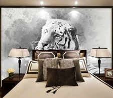 3D Tiger Watercolor Self-adhesive Removeable Wallpaper Wall Mural