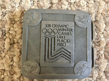 Vintage XIII Olympic Winter Games Lake Placid 1980 True Distance INC Belt Buckle