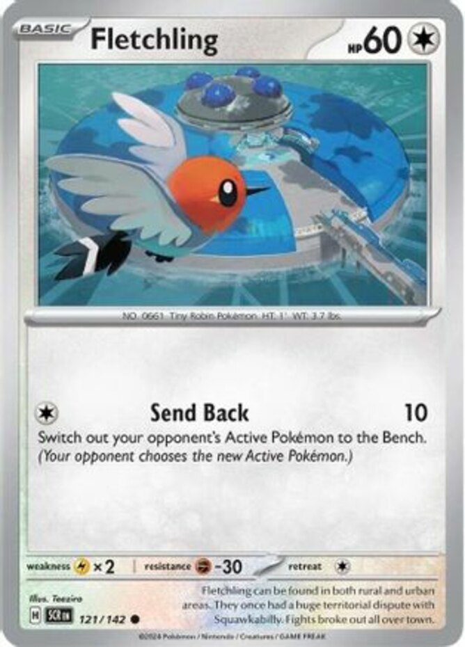 Pokemon Fletchling - 121/142 - Common - Reverse Holo NM-Mint Stellar Crown
