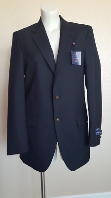 Saddlebred Men's Sport Coat Blazer Suit jacket Wool Blend 40L Navy Blue $200 NWT