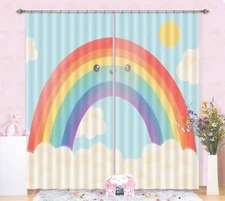 3D Cartoon Rainbow Cloud ZHUA439 Photo Curtain Window Blockout Fabric Amy 2023
