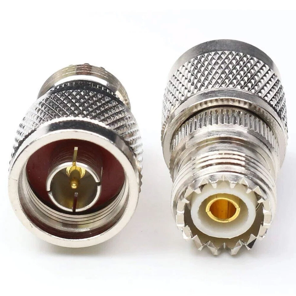 2Pcs N-Type Male Plug to SO-239 UHF Female Jack RF Adapter Barrel Connectors - Image 3 of 4