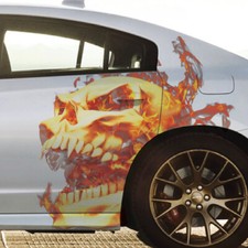 Wicked Flames Screaming Skull Fangs Truck Car Vehicle Graphic Wrap Decal Side US