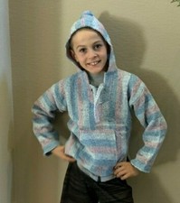 Hoodie Baja Children Poncho sweatshirt Drug rug Multicolored Striped SZ 1-10Y