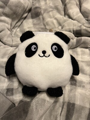 NWOT Mini Panda Design Fluffy Chain Novelty Bag black white gold crossbody
