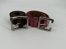 LOT OF 2 Prada Leather Suede Notched Buckle Normal Width Belt Women's Sz 34