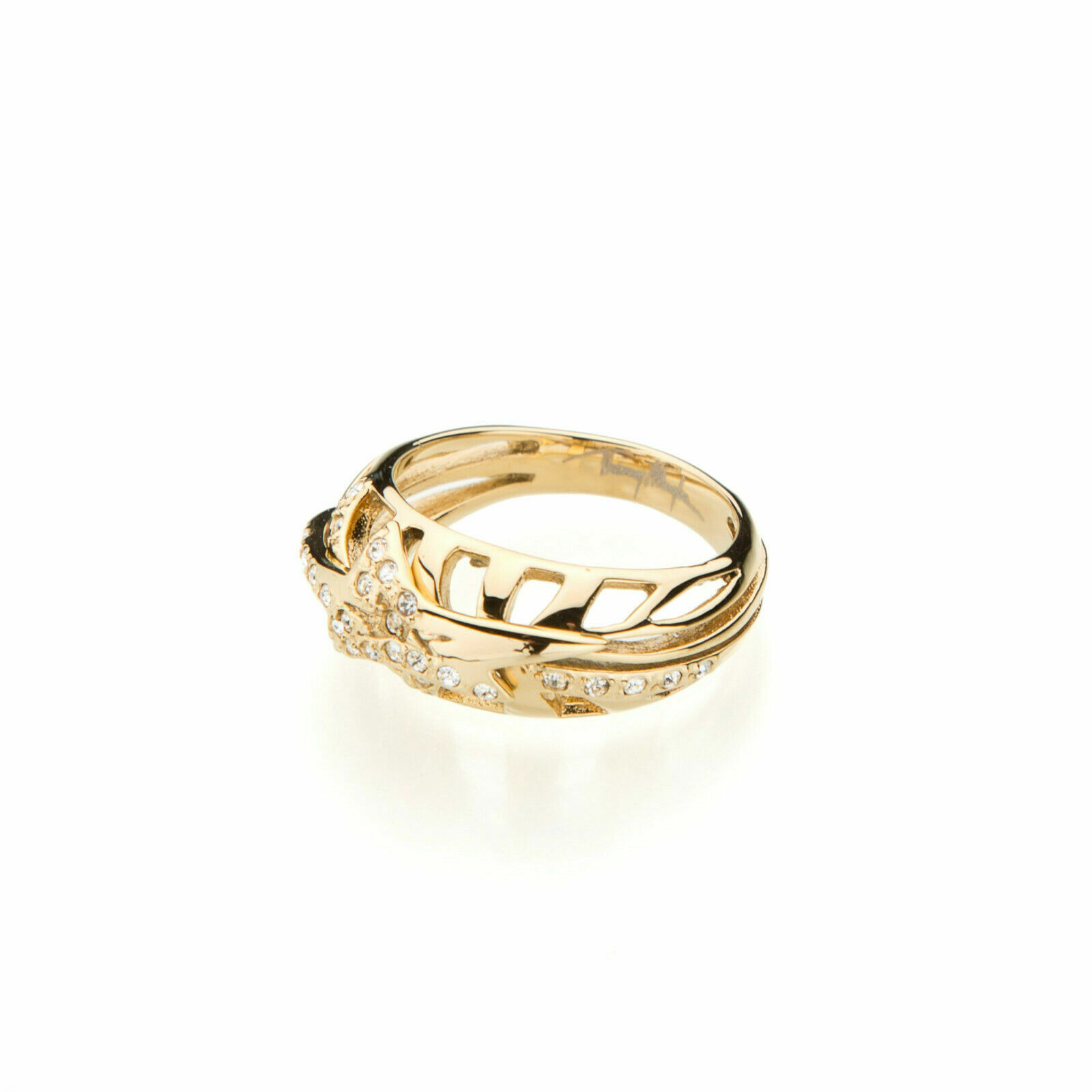 Bague Thierry Mugler plaqué or et zirconium anti-ternissement T58