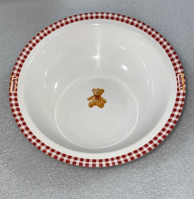 Lipton Gund Ceramic Cereal Soup Bowl Red & White Check Teddy Bear 6.5'' Diameter