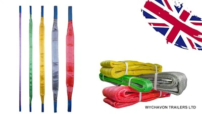 WYCHAVON TRAILERS Webbing Lifting Sling Certified Cargo Strap Hoist Strop 1T 2T 3T 4T 5 Tones