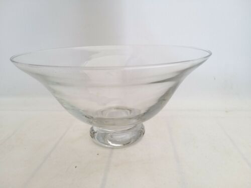 Vintage Glass Round Bowl Dish Clear Flared Sweets Desserts Food Fruit Dish 26cm - Afbeelding 1 van 4