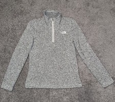 The North Face Sweatshirt Womens Small Gray 1/4 Zip Pullover Fleece Logo Fitted
