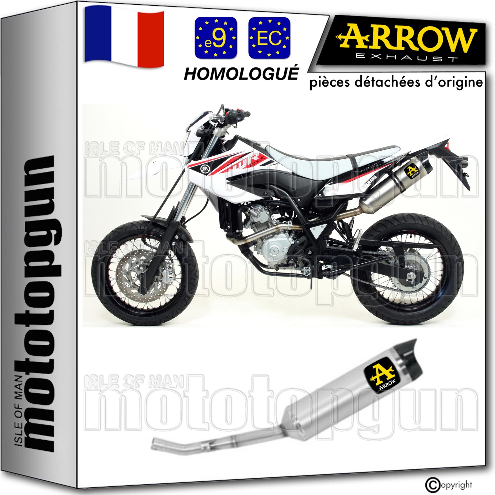 Pot echappement Arrow Thunder en aluminium pour moto Yamaha WR 125 R 2010 homologue