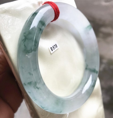 55.5mm Burma Natural Ice Green Jadeite Bracelet Emerald Jade Bracelet Bangle - Picture 14 of 18