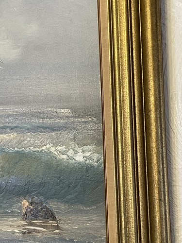 WAKEFIELD QUADRO ORIGINALE OLIO SU TELA PAESAGGIO MARINO INCORNICIATO. 20 x 24. SPLENDIDO - Foto 7 di 24