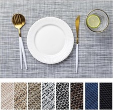 Placemats Set of 4 Vinyl/Plastic Woven Place Mats for Kitchen Table Indoor/Ou...