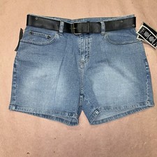 Vintage 1990 s Lee Rivited Denim Shorts With Belt, Deadstock Size 10
