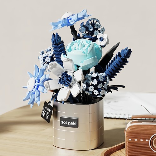 Blue Flower Bouquet Toy Building Block Set - Picture 5 of 5
