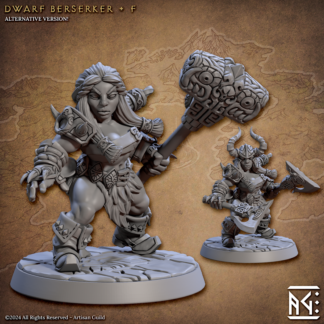 3D Printed Artisan Guild Dwarf Berserkers Dwarf Berserkers Set