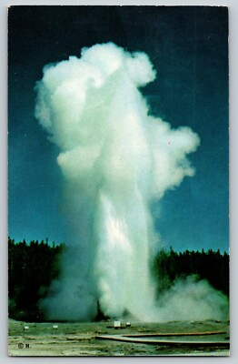 Postcard WY - Old Faithful Geyser - Yellowstone, Wyoming