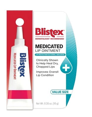 Blistex, Medicated Lip Ointment, .35 oz (10 g) Cold Sores Dry Chapped Lips LARGE